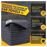 HOMEXCEL Microfiber Cleaning Cloths 12 Pack, Premium 16 x 16 inch Microfiber Towel for Cars, Ultra Absorbent Car Washing Cloth, Lint Free Streak Free Wash Cloths for Car, Kitchen, and Window, Grey - R