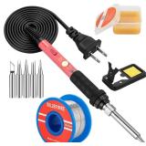 Soldering Iron Kit, 60W Soldering Iron with 5pc Interchangeable Tips, 10-in-1 Adjustable Temperature Solder Welding Tools, Fast Heating, Electronic Repair, 110V - Retail: $13