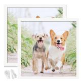 icariery 9x9 Picture Frame Set of 2, White Square Photo Frames High Transparent Wall Gallery Desktop Horizontal Vertical for Canvas Collage Photo Poster Certificate 9 x 9 inches - Retail: $9