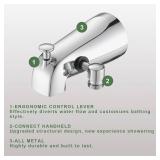Tub Spout Diverter with Shower Hose Adapter Connection - Chrome Bath Faucet fit for 12\ and 34\in IPS Pipes | Easy Installation and Corrosion Resistant Design - Retail: $35in