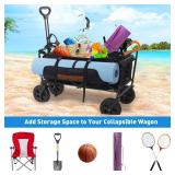 Kaskawise Collapsible Wagon Side Pocket, 900D Oxford Storage Bag with Mesh Pouch,Universal Durable Wagon Accessories for Folding Garden Cart, Camping,and Sports - Retail: $10