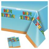 USERTEN 2Pcs Super Brothers Adventure Party Tablecloths 108 x 54 inches Video Game Plastic Table Cloth Fits for Mario Theme Boy Birthday Party Decoration Disposable Tablecovers Decor Supplies - Retail