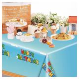 USERTEN 2Pcs Super Brothers Adventure Party Tablecloths 108 x 54 inches Video Game Plastic Table Cloth Fits for Mario Theme Boy Birthday Party Decoration Disposable Tablecovers Decor Supplies - Retail