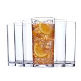 US Acrylic Classic Clear Plastic Reusable Drinking Glasses (Set of 6) 24oz Iced-Tea Cups | BPA-Free Tumblers, Made in USA | Top-Rack Dishwasher Safe - Retail: $24