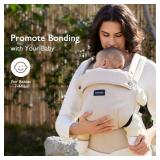 Momcozy Baby Carrier - Ergonomic, Cozy and Lightweight Carrier for 7-44lbs, Effortless to Put On, Ideal for Hands-Free Parenting, Enhanced Lumbar Support, Purehug for Infant to Toddler, Khaki - Retail