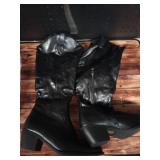 Pasuot Western Cowboy Boots for Women - Black Knee High Wide Calf Cowgirl Boots with Western Embroidered, Slip On Pointed Toe Chunky Heel Fashion Retro Classic Pull On Tall Boot for Ladies Size 9.5 - 