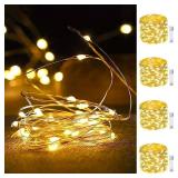 4-Pack Fairy Lights Battery Operated with Timer, Waterproof 16FT 50 LED String Lights Indoor Outdoor, Cuttable Starry Fairy Lights for Home Bedroom Classroom Dorm Wedding Christmas Decor (Warm White) 