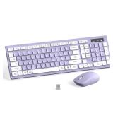 Wireless Keyboard and Mouse Combo, Full-Sized Wireless Keyboard and Adjustable DPI Mouse, 2.4GHz USB Receiver, Silent Keyboard and Mouse for PC, Windows, MAC, Desktop, Laptop(Purple) - Retail: $18