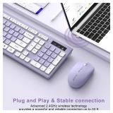 Wireless Keyboard and Mouse Combo, Full-Sized Wireless Keyboard and Adjustable DPI Mouse, 2.4GHz USB Receiver, Silent Keyboard and Mouse for PC, Windows, MAC, Desktop, Laptop(Purple) - Retail: $18