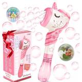 Bubble Machine Wand Gifts for Kids Toddlers Age 1 2 3 4 5 6 7 8 Years Old Birthday Party Unique Cute Baby Outdoor Outside Unicorn Summer Toy Easter Day Game for Little Girl Boy Include Solution Pink -