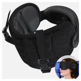 SARISUN Travel Pillows for Airplanes, Airplane Pillow for Long Flight, Airplane Head Strap with Eye Mask for Sleep, Travel Neck Pillow for Car Road Trip, 360° Support Headrest, Stop Bobblehead, Black