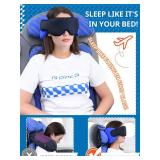 SARISUN Travel Pillows for Airplanes, Airplane Pillow for Long Flight, Airplane Head Strap with Eye Mask for Sleep, Travel Neck Pillow for Car Road Trip, 360° Support Headrest, Stop Bobblehead, Black