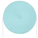 AHHFSMEI Round Braided Placemats 15 Inch Round Table Mats for Dining Tables Natural Woven Heat Resistant Place mats Set of 4 (Light Teal) - Retail: $14