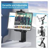 KDD Airplane Tablet Holder Mount, Adjustable Travel Essentials iPad Phone Stand with 360 Degree Rotation, Portable Tesla Model 3Y Car Headrest Mount Compatible with iPad, Phone, Switch - Retail: $20