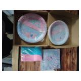 96 Pcs Gender Reveal Party Plates Napkins Forks Decorations Tableware Set Supplies Disposable Paper Boy or Girl Gender Footprint Favors, Serves 24 Guests