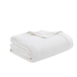 Madison Park 100percent Egyptian Cotton Lightweight Summer Blanket, Breathable Waffle Knit Design, Soft Cozy All-Season Throw for Bed, Couch or Sofa, White Twin Size (66\x90\in) - Retail: $34in