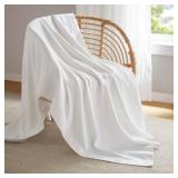 Madison Park 100percent Egyptian Cotton Lightweight Summer Blanket, Breathable Waffle Knit Design, Soft Cozy All-Season Throw for Bed, Couch or Sofa, White Twin Size (66\x90\in) - Retail: $34in