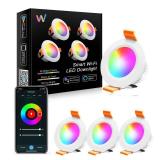 LightingWill 2 Inch Recessed Lighting, Smart WiFi LED Downlight, 5W LED Ceiling Light Compatible with AlexaGoogle Assistant, Dimmable RGB and 2700K-6500K, 120V with LED Driver (4 Pack) - Retail: $70