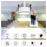 LightingWill 2 Inch Recessed Lighting, Smart WiFi LED Downlight, 5W LED Ceiling Light Compatible with AlexaGoogle Assistant, Dimmable RGB and 2700K-6500K, 120V with LED Driver (4 Pack) - Retail: $70