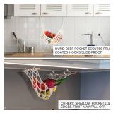 Hanging Fruit Hammock Under Cabinet Macrame Basket for Kitchen with Hooks Hand-Woven Boho Fruit Holder Net Organization Banana Basket for Home Dining Room Cabinet Decor Boat Camper Rv - Retail: $9