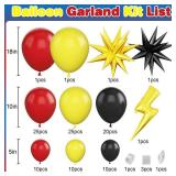 Red Black Yellow Balloons Arch Garland Kit, Cartoon Birthday Party Balloons with Lightning Star Balloons for Cartoon Theme Birthday Baby Shower Party Decor - Retail: $16