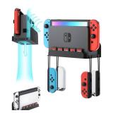ZAONOOL Wall Mount for Nintendo Switch and Switch OLED, Metal Wall Mount Kit Shelf Accessories with 5 Game Card Holders and 4 Joy Con Brackets, Safely Store Switch Console Near or Behind TV, Black - R