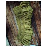 Biscaynebay Wrap Around Bed Skirts for Queen Beds with Short Drop of 12\, Gold Adjustable Elastic Dust Ruffles Easy Fit Wrinkle Resistant Silky Luxurious Fabric Machine Washable - Retail: $18in
