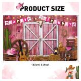 Breling Western Cowgirl Birthday Banner Cowboy Backdrop Photography Booth Prop Pink Cowgirl Party Background for Girls Cowboy Birthday Baby Shower Party Decorations Supplies, 71 x 43 Inch - Retail: $1