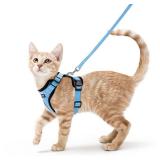 rabbitgoo Cat Harness and Leash for Walking, Escape Proof Soft Adjustable Vest Harnesses for Cats, Easy Control Breathable Reflective Strips Jacket, Light Blue, S - Retail: $19