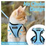 rabbitgoo Cat Harness and Leash for Walking, Escape Proof Soft Adjustable Vest Harnesses for Cats, Easy Control Breathable Reflective Strips Jacket, Light Blue, S - Retail: $19