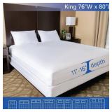 King Size Mattress Protector Bed Bug Waterproof Zippered Cover - Hypoallergenic Premium Quality Encasement Protects Against Liquids, Dust - Breathable, Noiseless White - Retail: $43