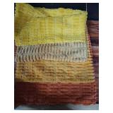 MIULEE Pack of 4 Fall Boho Farmhouse Orange Yellow Corduroy Decorative Throw Pillow Covers 16x16 Inch Soft Striped Pillow Covers Modern Rustic Home Decor for Sofa Living Room Couch Bed