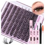 Fluff Lash Extension Kit Wispy Eyelash Extension Kit 10-18MM Natural Lash Clusters 180PCS Cluster Eyelash Extensions with Lash Bond and Remover and Lash Applicator DIY Lashes Extension by Pleell - Ret