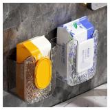 Kitchen Wipes Storage Box, 2024 New Non-Slip Flushable Wipes Holder for Bathroom Toilet, Wall-Mounted Clear Wet Tissue Dispenser Container Box No Punching Refillable Keeps Baby Wipes Fresh Case - Reta
