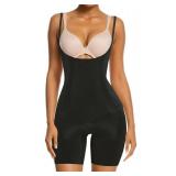 SHAPERX Shapewear for Women Tummy Control Open Bust Thigh Slimmer Body Shaper, SZ2490293-Black-L - Retail: $44