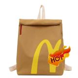 JBIUVBTY Classic Funny Retro Paper Bag Large Capacity Backpack Cute Personalized Shoulder Crossbody Canvas Backpack Notebook - Retail: $30