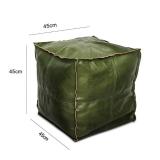 Louis Donné 17.7x17.7inch Unstuffed Pouf Ottoman Cover Moroccan Poofy Ottomans footrest Square Green Faux Leather FootStool with Storage Waterproof Easy Cleaning for Living Room (Only Cover No Filler