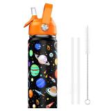 ACESAK 18oz Kids Insulated Water Bottle with Straw Lid - 188 Stainless Steel Kid Cup BPA-FREE Travel Tumbler Double Wall Vacuum Leak Proof Portable Toddler Water Bottle (Space) - Retail: $20