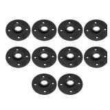 DSDS 10 PACK 34\ 4 Holes Floor Flange, Rustic Industrial Black Malleable Iron Floor Flange For Pipe Shelf Furniture Home Decor - Retail: $16in