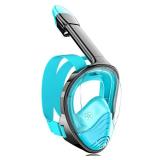 QingSong Full Face Snorkel Mask for Adults, Snorkeling Gear with Camera Mount, 180 Degree Panoramic View Snorkel Set Anti-Fog Anti-Leak - Retail: $26