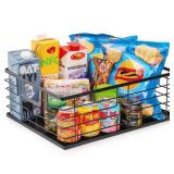 TOPZEA Black Metal Food Storage Basket for Pantry Organization, Large Steel Wire Farmhouse Basket Organizer Bin with Handles for Organizing Bathroom, Kitchen, Shelf, Cabinet, 16\x 12.5\inx 6\in - Reta