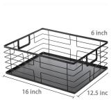 TOPZEA Black Metal Food Storage Basket for Pantry Organization, Large Steel Wire Farmhouse Basket Organizer Bin with Handles for Organizing Bathroom, Kitchen, Shelf, Cabinet, 16\x 12.5\inx 6\in - Reta