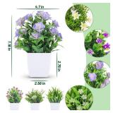 Der Rose 4 Pack Small Fake Plants Mini Artificial Faux Plants Indoor with Flowers Spring Decorations for Home Room Farmhouse Desk House Bathroom Decor - Retail: $10