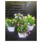 Der Rose 4 Pack Small Fake Plants Mini Artificial Faux Plants Indoor with Flowers Spring Decorations for Home Room Farmhouse Desk House Bathroom Decor - Retail: $10