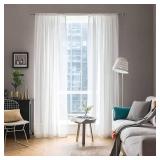 MIULEE 2 Panels Solid Color White Sheer Window Curtains Elegant Window Voile PanelsDrapesTreatment for Bedroom Living Room (54 X 94 Inches White) - Retail: $21