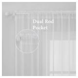 MIULEE 2 Panels Solid Color White Sheer Window Curtains Elegant Window Voile PanelsDrapesTreatment for Bedroom Living Room (54 X 94 Inches White) - Retail: $21
