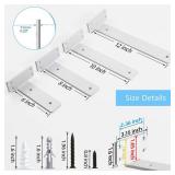 Shelf Brackets, Heavy Duty Floating Shelf Brackets 10-Inch Long, 6-Pack Brackets for Shelves, Matte White L Hidden Metal Wall Shelf Support Shelving Brackets, 15-Inch Thick 160 lb. Load Capacity - Ret