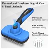 Swihauk Self Cleaning Slicker Brush - Skin Friendly Deshedding Grooming Tool for Dogs and Cats, Suitable for Shedding and Haired Pets, with Pet Supplies Accessories, Blue - Retail: $15