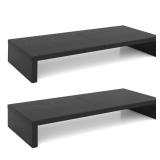 TEAMIX 2 Pack Monitor Stand Riser-20 inch, Black Desktop Stand for PCTVLaptopPrinter, Keyboard Shelf Organizer Wood Monitor Riser with Storage - Retail: $30