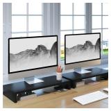 TEAMIX 2 Pack Monitor Stand Riser-20 inch, Black Desktop Stand for PCTVLaptopPrinter, Keyboard Shelf Organizer Wood Monitor Riser with Storage - Retail: $30